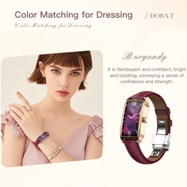 Fitness Tracker for Women Ladies Fitness Watch Dressy Leather Strap Alloy Case Luxury Fashion Heart Rate Monitor Sleep Tracker Pedometer Step Counter Waterproof Elegant Smart Watch for Womens