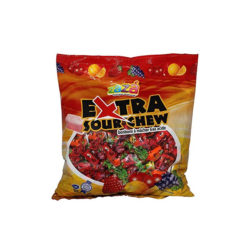 Zaza Extra Sour Kosher Chewy Individual Warped Candy (2 Large