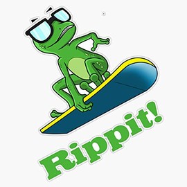 Cool frog on a snowboard. Bumper Sticker Vinyl Decal 5 inches