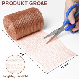 SDLDEER Copper Mesh Roll, 125 mm x 12 m Metal Mesh Copper Mesh Protection, Robust Pure Rolled Copper Mesh Copper Network to Protect Seedlings and Seeds, Fill Fabric Yourself