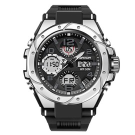 RORIOS Analog-Digital Watch, Men's, Chronograph, Stopwatch, Date and Day Display, Waterproof, LED Luminous, Multifunctional, Shock Resistant, Quartz, Sports Watch, Popular, Business, Casual, Work or
