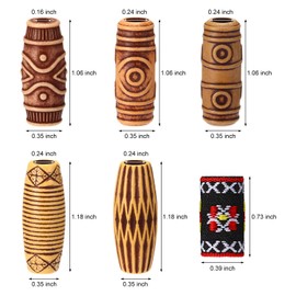 WILLBOND 27 Pcs Wooden Fabric Dreadlock Beads Tube Beads for Hair Braids Jewelry for Hair Beard Ornament for Women Men DIY Necklace Bracelet Earring Accessories