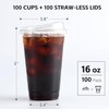 16oz-24oz Crystal Clear Plastic Cups with Strawless Sip-Lids – BPA-free,