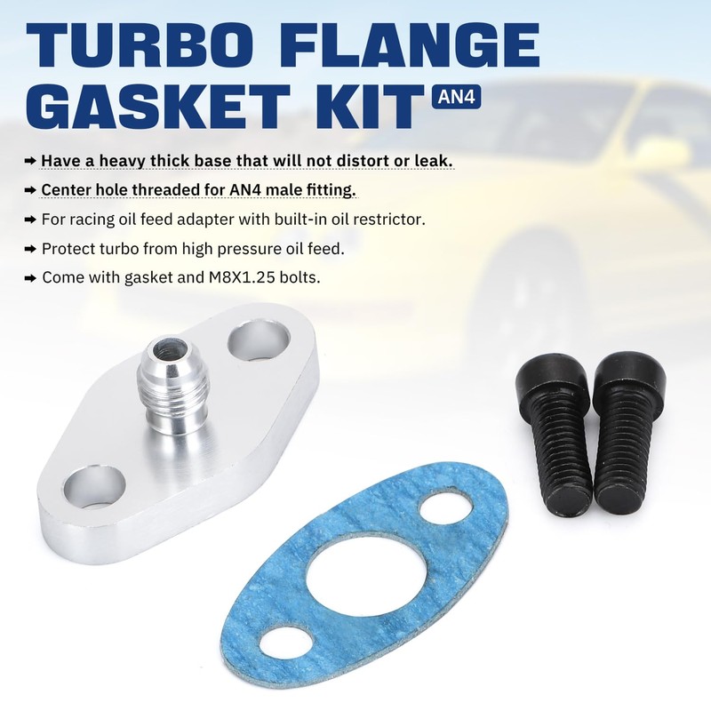 PTNHZ AN4 Turbo Oil Feed Inlet Flange Adapter Kit w/Gasket