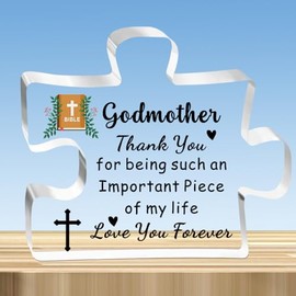 JMIMO Godmother Gifts Acrylic Puzzle Godmother Birthday Gifts Christmas Mothers Day Presents for Godmother - Thank You For Being Such An Important Piece Of My Life