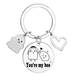 BESPMOSP Funny Valentines Gifts for Him Her Youre My Boo Keyring Funny Ghost Keyring Couple Gifts for Boyfriend Girfriend Husband Wife Anniversary Keychain Christmas Birthday Gifts Boo Basket Gifts