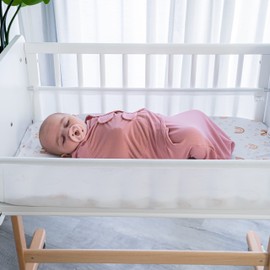 Comfy Cubs Easy Swaddle Blanket, 3 Pack - 100% Cotton Newborn Wrap, Large for 3-6 Months Infants, with Adjustable Velcro, Breathable and Durable Sleep Sack for Babies - Blush, Mauve & Mulberry