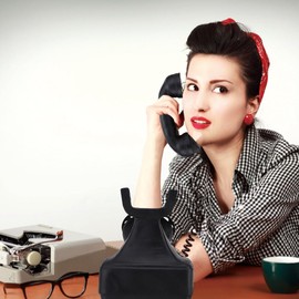 ‎Joyzan 14cm Corded Old Fashion Phone, Traditional Landline Retro Telephone Vintage Classic Analog Desk Large Button Mechanical Antique Style Dial Push Rotary Look Phones for Home Office Decor, Black