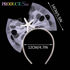 Unsutuo Light Up Dot Bow Headband Starfish Bowknot Headpiece Rave Hair Accessories for Women (White-Color Light, One size)