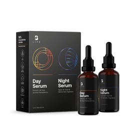 Kit de Sérum de Día y Noche para Rostro de 60 ml C/U con 96% de Ingredientes Naturales. Adicionado con Vitamina C y Ácido Hialurónico. Skincare Antiar