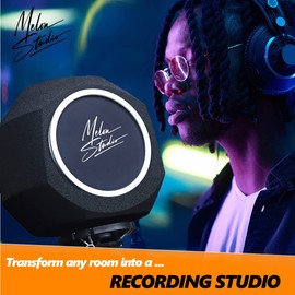 Melon Studio Microphone windscreen Pop Filter For Mic, Vocal Isolation Booth portable Equipment, Shield Acoustic recording filter and noise, reflection reducing soundproof cover foam