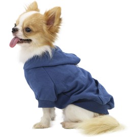 LOPHIPETS Dog Cotton Hoodies Sweatshirts for Small Dogs Chihuahua Puppy Clothes Cold Weather Coat-Navy/L