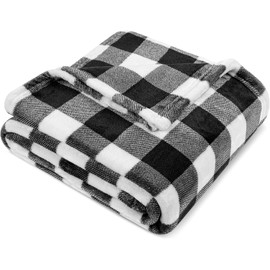 SUNNY Fleece Blanket - Twin Size Blanket（Blackchecker, 60 * 80 inch）- 220GSM - Premium Fleece Blanket -Warm & Cozy - Blanket for Bed, Sofa & Travel