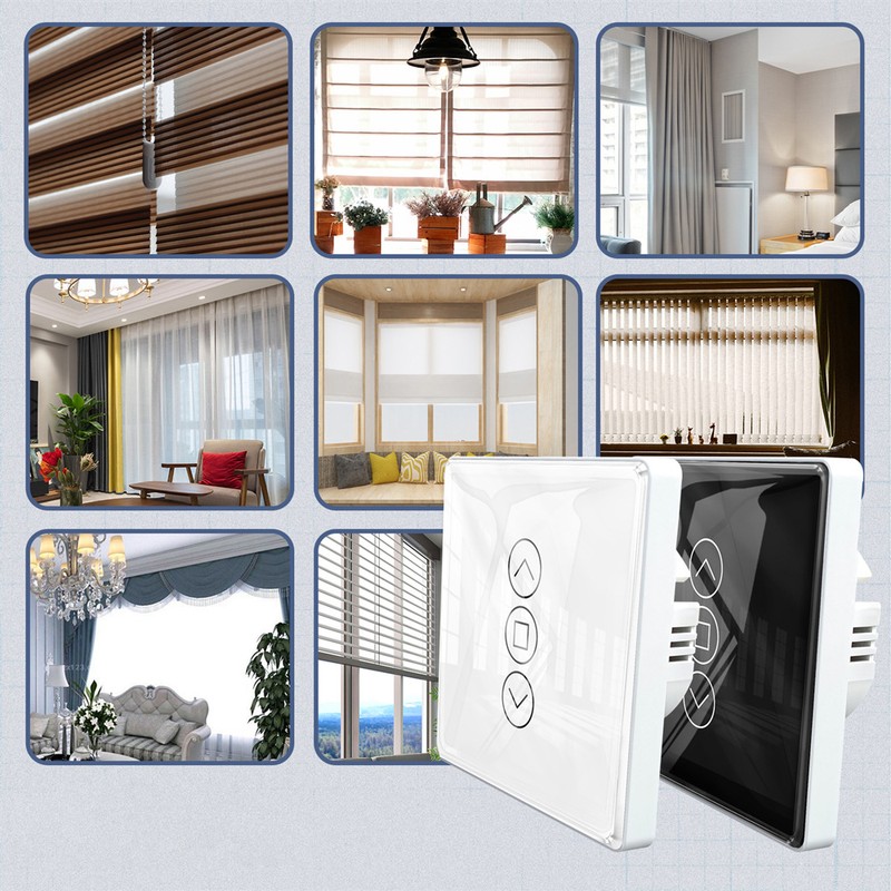 Tuya Wifi Intelligent Curtain Switch Arc Glass Touched Screen Curtain