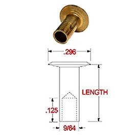 4-4 BRASS BRAKE RIVETS, SLIGHTLY COUNTERSUNK HEAD, (PACK OF 100 (PIECES)