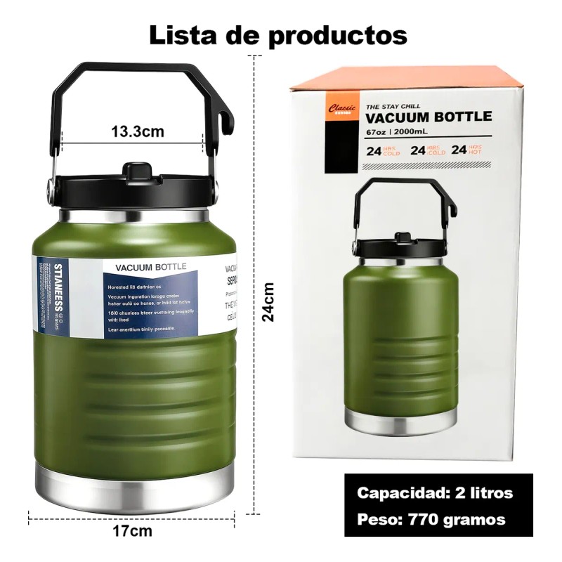 Termo De Gran Capacidad, Acero Inoxidable 304, 2 Litros