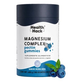 Magnesio Complex en Gomitas con 6 Formas, Bisglicinato, Citrato, L-Treonato, Orotato, Malato y Lactato más Vitamina B6 y D3, Sabor Mora Azul, Sin Azúc