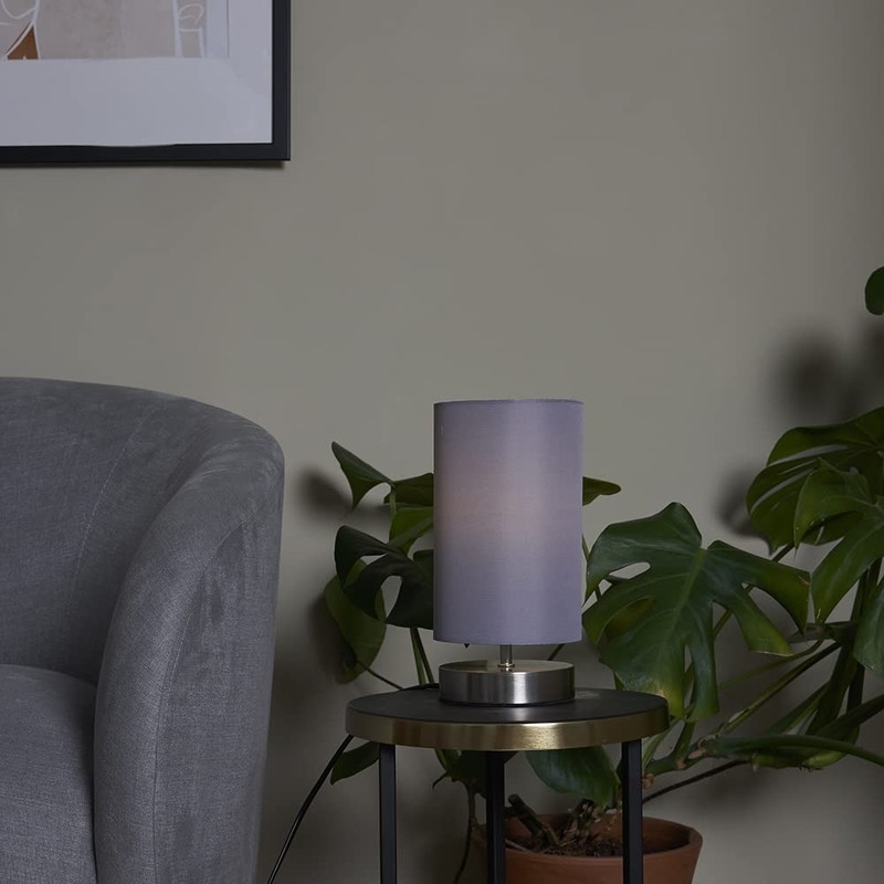 Pair of - Modern Brushed Chrome Touch Dimmer Bedside Table