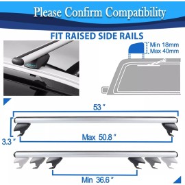 TOOENJOY-301W153 53" Luggage Carrier 165LBS Capacity Roof Rack Cross Bars Rail