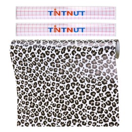 Tintnut Cheetah Permanent Vinyl Roll - 12" x 5ft, Leopard Pattern Adhesive Vinyl Roll, Black and White Animal Prints Self Sticker for DIY