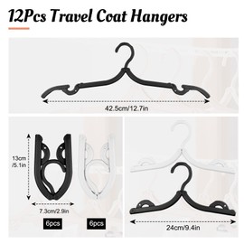 Sinofort Foldable Clothes Hangers, Pack of 12 Foldable Clothes Hangers, 2 Colours, Plastic Hangers, Space Saving Travel Hangers, Travel Hangers, Foldable Hangers for Home, Hotel, Travel, Camping