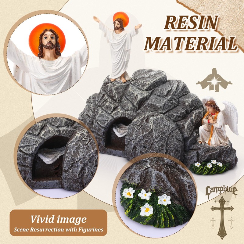 Vercraft Jesus Easter Decorations Easter Resurrection Scene Set Resin Table