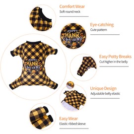 CuteBone Thanksgiving Dog Pajamas Costumes Pet Clothes Cat Apparel Shirt Winter Holiday Cute Pjs Outfits for Doggie Onesies P261XL X-Large