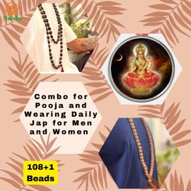 NAISHA Tulsi Japa Mala & Original Kamal Gatta Mala ( Lotus Seeds) 108 Beads Necklace For Men & Women, Pack of 2