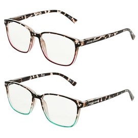 Foster Grant Women's Kendall 2-Pack Square Reading Glasses, Tortoise/Wine, Tortoise/Teal, 42 mm, 1.5 Diopters