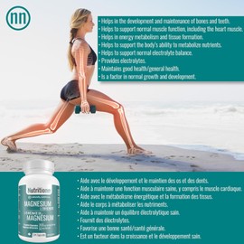 Magnesium L-Threonate Supplement - Pure High-Absorption Chelated Threonate - 124 Premium Capsules x 50 mg Elemental Magnesium, 200 mg Once Daily for Women and Men - Made in Canada by Nutritionn