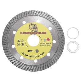 HARFINGTON Diamond Saw Blade 4.5" Dia 7/8" Arbor Circular Cutting Wheel with 7/8" to 5/8" or 20mm Arbor Adapter Reducer Ring 1.5mm Thick for Masonry Tile Marble Ceramic Concrete Cement Golden
