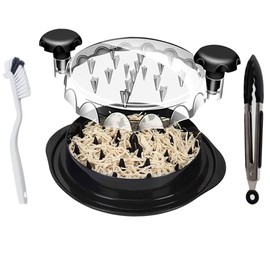 BHMZ Chicken Shredder with Tong, Mat & Brush - Rotating Structure - Chicken Shredder Tool Twist - Ergonomic Handle - BPA Free & Heat Resistant - Black