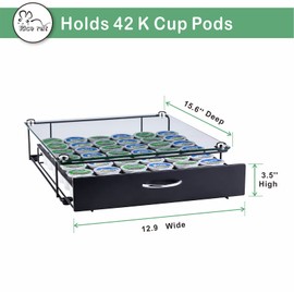 Rice rat Coffee Pod Holder for Keurig Pods Glass Top Drawer,K cup Holder Capsule Display Storage compatibility 42 k-cup(Black)
