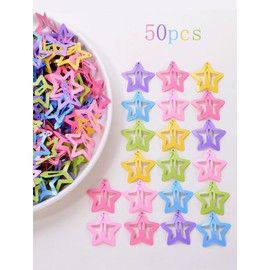 Amazleer 50PCS Silver Metal Snap Hair Clips Star Hair Barrettes Hair Accessories for Women (50 pcs multi)