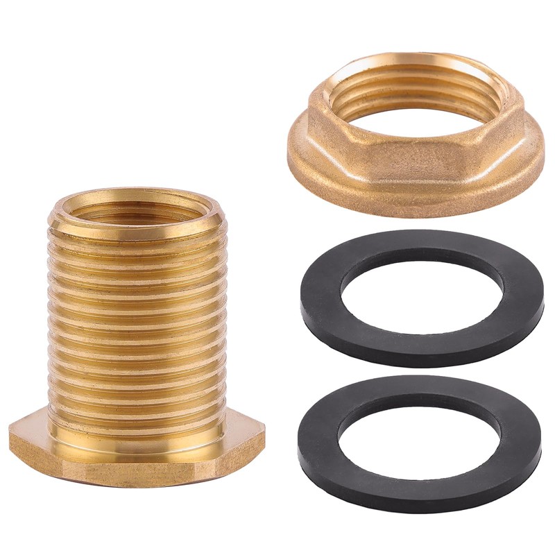 2 PCS Bulkhead Fitting,Solid Brass,1/2" NPT Female 3/4" GHT(Garden Hose