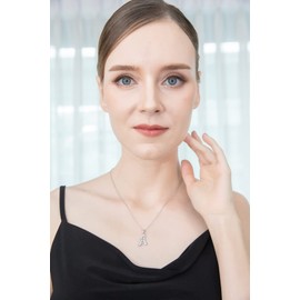 B. BRILLIANT Sterling Silver J Alphabet Letter Name Script Initial Pendant Necklace for Women