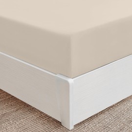 Mellanni Double Fitted Sheet Deep Fit 30 Cm - All Around Elastic Bed Sheets - Shrinkage & Fade Resistant Deep Fitted Sheets - Ultra Soft Brushed Microfiber - (Double, 135x190 cm, Beige)