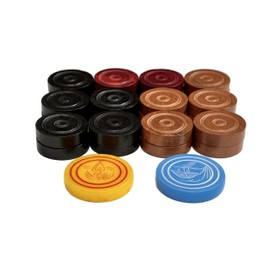 Juego de monedas profesionales de madera de carromo de 8 mm (24 piezas) con 2 delanteros, de grado de torneo para hombres de carromo                  