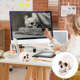 Tiiyee Human Skull Model, Life Size Human Head White Resin Human Skull Lifesize Drawing Model with Removable Skull Cap Replica Realistic Human Model for Skeleton Model