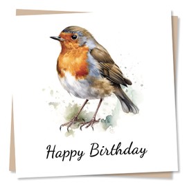 Beautiful Robin Happy Birthday Card - Special Card For Family, Friends and Bird Lovers