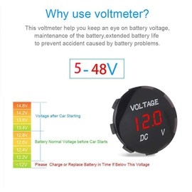 Universal Digital Display Voltmeter. Waterproof Voltage Meter. Red LED .car Voltmeter.led Voltmeter.12v Voltmeter for DC 12V-24V Car Motorcycle Auto Truck Ship…