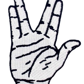 ZEGINs Live Long and Prosper Hand Sign Patch Embroidered Applique Iron On Sew On Emblem