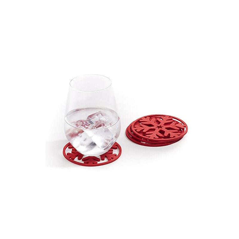 Giftcraft 681864 Christmas Snowflake Coasters, Set of 4, 4 inch,
