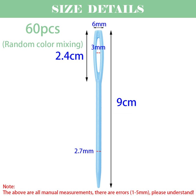 Kids Embroidery Needles, Dujelixa 60 Pieces Plastic Sewing Needles, Random