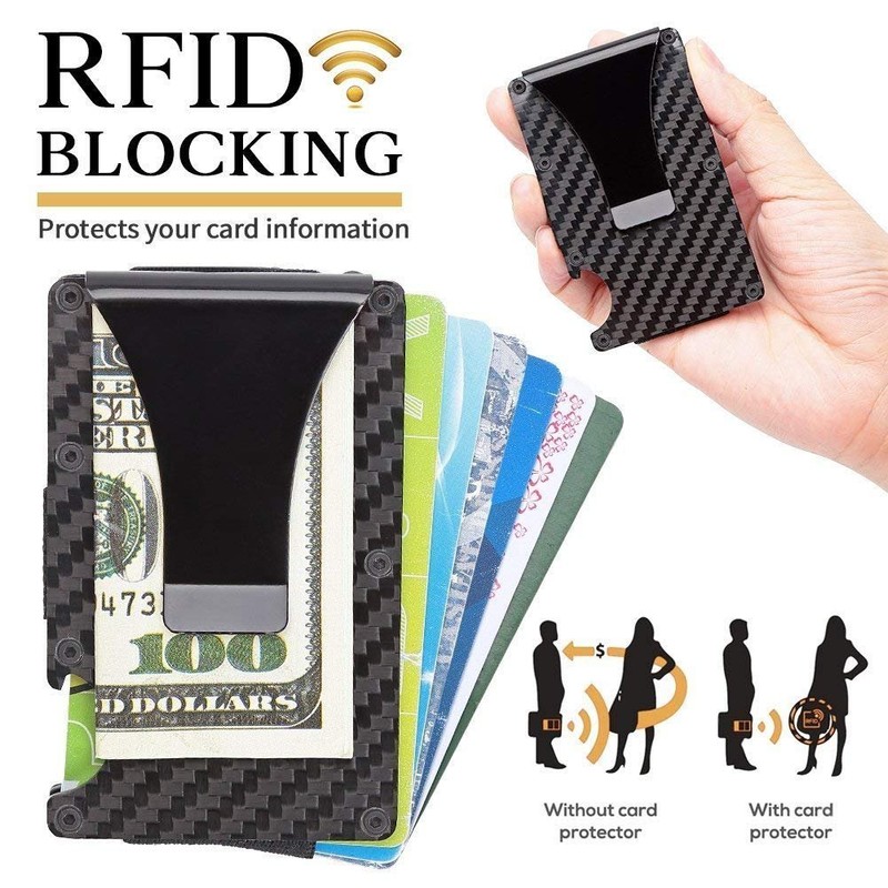 Carbon Fiber Wallet,RFID Blocking Card Holder for Slim Metal Wallet,Minimalist