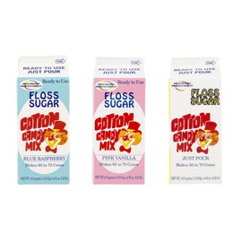 Perfect Stix Floss Sugar Blue Raspberry-Pink Vanilla-Grape-3 Cotton Candy Floss Sugar, Blue Raspberry/Pink Vanilla/Grape (Pack of 3)