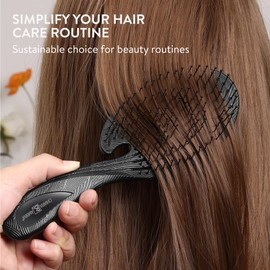 Chiara Ambra Hair Brush without Pulling, Brush for Smooth Hair and Curls, Detangling Brush for Women, Girls, Children, Hair Brush for Men, Hair Brush, Black