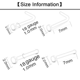 Longita 18g Clear Nose Studs Clear Nose Rings for Work Plastic Nose Rings for Surgery Clear Earrings for Work Plastic Earrings 16g Clear Cartilage Earrings
