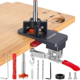 35mm Concealed Hinge Jig, Cabinet Hinge Jig Drilling Hole Puncher Aluminum Alloy Concealed Hinge Drilling Jig Hole Set, Accurate Hinge Drill Woodworking Tool for Household Doors Cabinets Mounting