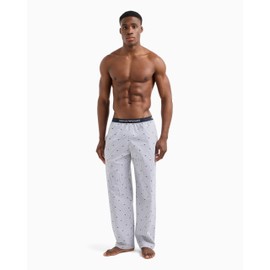 EMPORIO ARMANI Man Yarn Dyed Woven Nightwear Pants Blue XL